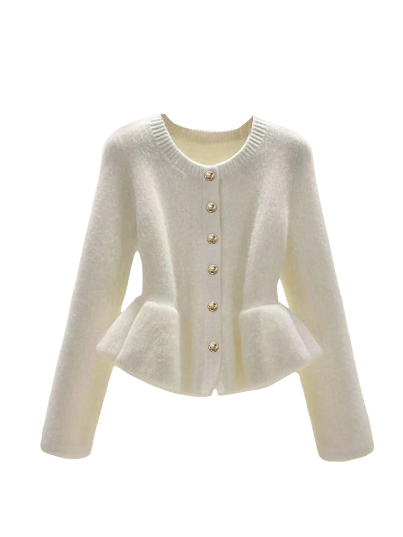 Button-Up Cardigan Sweater - Ruffle Knit