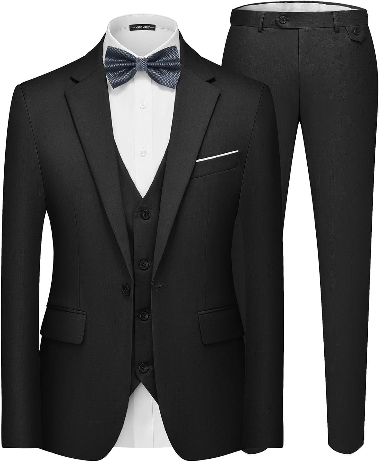 MAGE MALE Men's 3 Pieces Suit Elegant Solid One Button Slim Fit Single Breasted Party Blazer Vest Pants Set