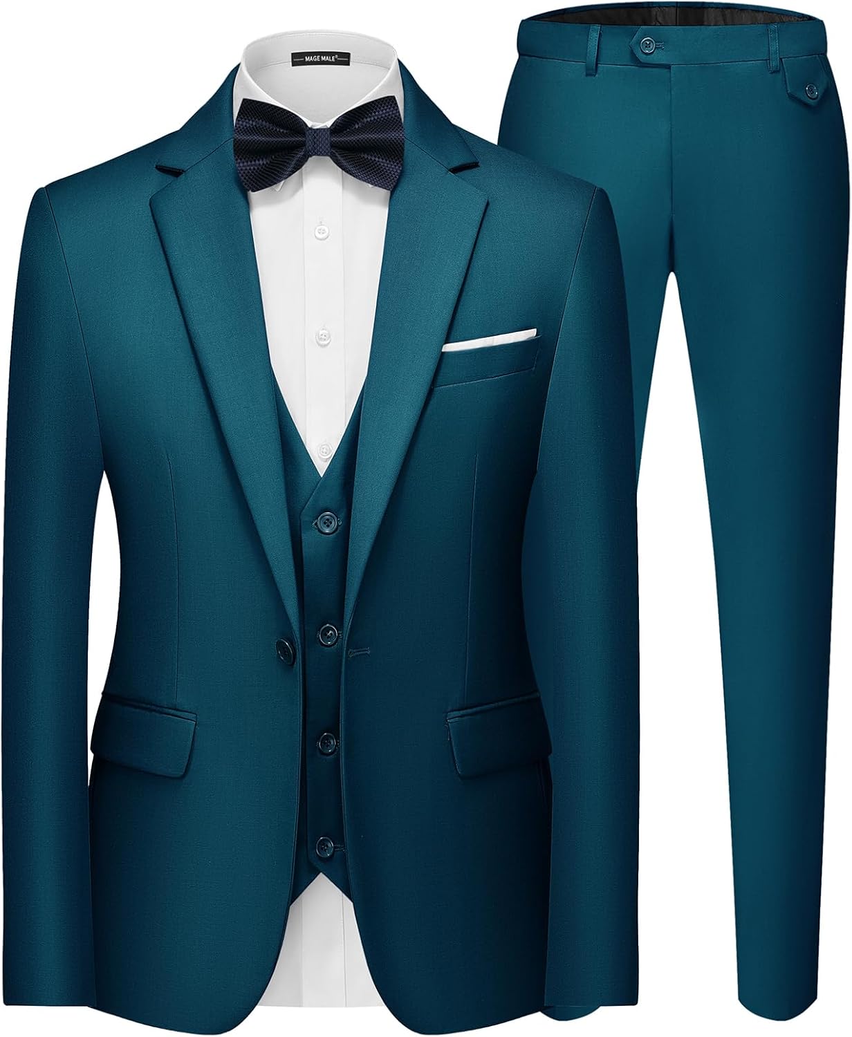 MAGE MALE Men's 3 Pieces Suit Elegant Solid One Button Slim Fit Single Breasted Party Blazer Vest Pants Set