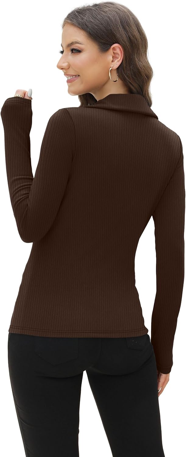 Long Sleeve Polo Sweater - Ribbed Knit Top
