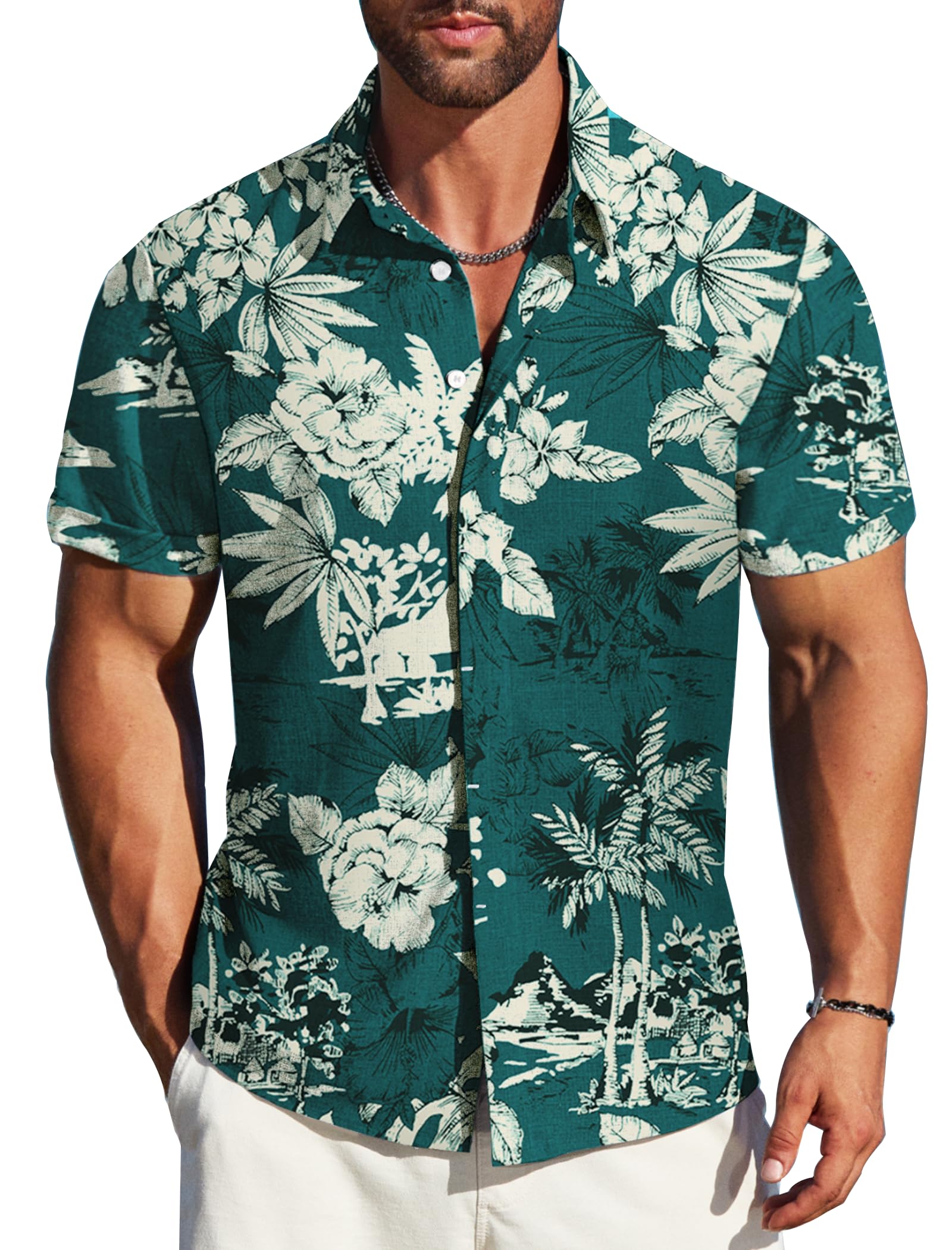 MAPICK Men's Linen Shirts Short Sleeve Button Down Casual Shirt Business Dress Clothing Beach Fashion Summer Tops